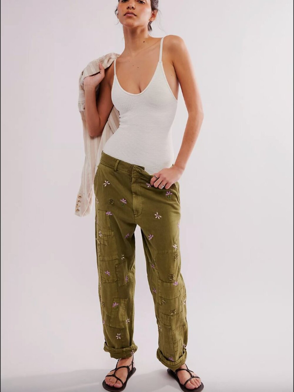 Free People Patched Posy Trousers NWT Size 6